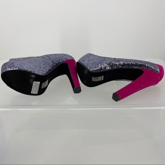 Michael Antonio glitter color block peep toe heel - Picture 8 of 9